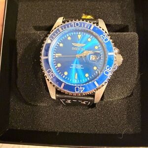 Invicta Pro Diver Men's Watch - 43mm, Black (22068)- Genuine Leather Strap